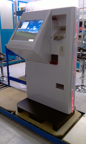 This kiosk, comes with a low level interactive display, suitable for many uses.